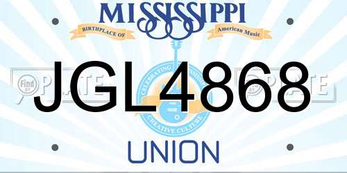 JGL4868 Mississippi License Plate