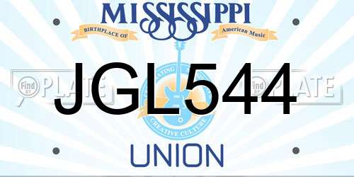 JGL544 Mississippi License Plate