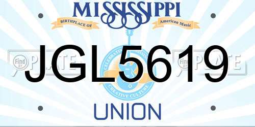 JGL5619 Mississippi License Plate