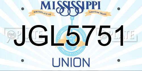 JGL5751 Mississippi License Plate