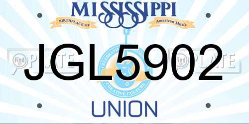 JGL5902 Mississippi License Plate
