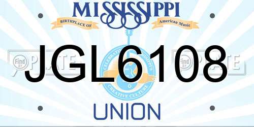 JGL6108 Mississippi License Plate