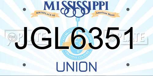 JGL6351 Mississippi License Plate