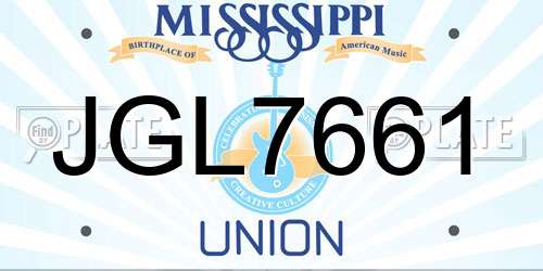 JGL7661 Mississippi License Plate