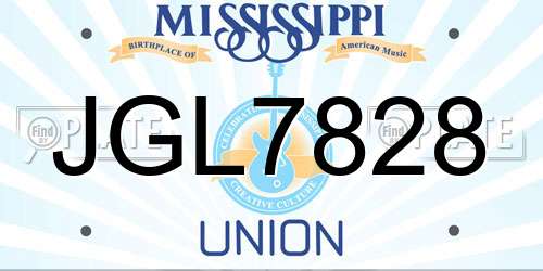 JGL7828 Mississippi License Plate