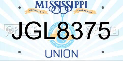 JGL8375 Mississippi License Plate