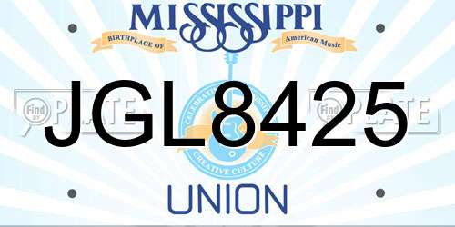 JGL8425 Mississippi License Plate