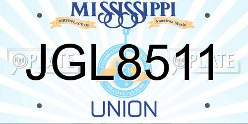 JGL8511 Mississippi License Plate
