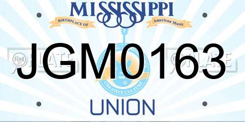 JGM0163 Mississippi License Plate