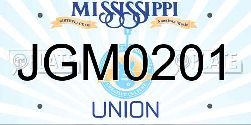 JGM0201 Mississippi License Plate