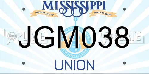 JGM038 Mississippi License Plate