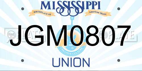 JGM0807 Mississippi License Plate