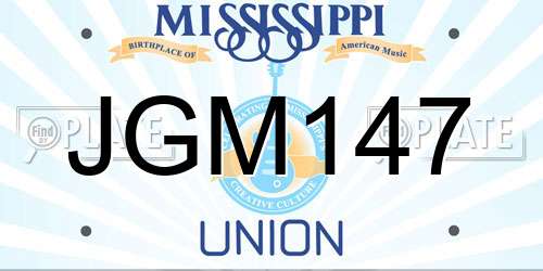 JGM147 Mississippi License Plate