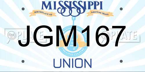 JGM167 Mississippi License Plate