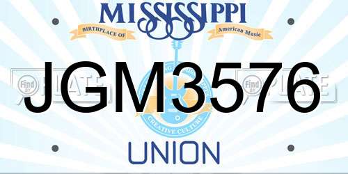 JGM3576 Mississippi License Plate