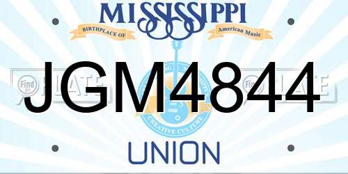 JGM4844 Mississippi License Plate