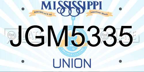 JGM5335 Mississippi License Plate