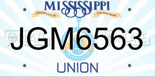 JGM6563 Mississippi License Plate