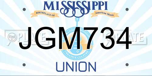 JGM734 Mississippi License Plate