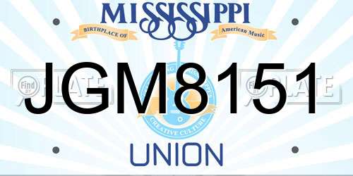 JGM8151 Mississippi License Plate