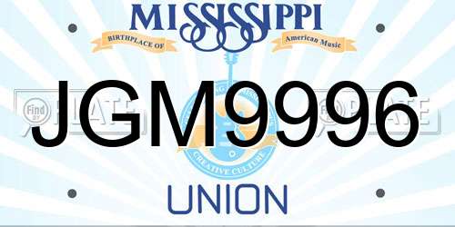 JGM9996 Mississippi License Plate