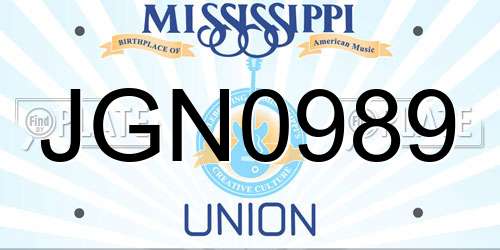 JGN0989 Mississippi License Plate