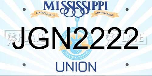 JGN2222 Mississippi License Plate