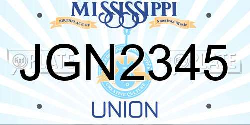 JGN2345 Mississippi License Plate