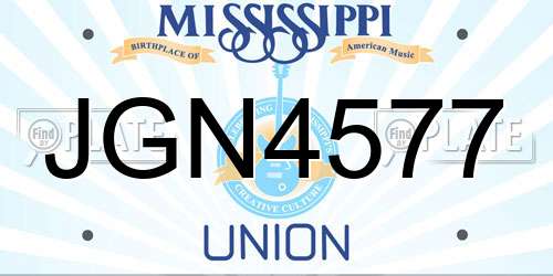 JGN4577 Mississippi License Plate