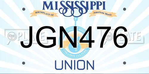 JGN476 Mississippi License Plate
