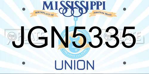 JGN5335 Mississippi License Plate