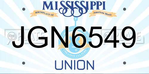 JGN6549 Mississippi License Plate