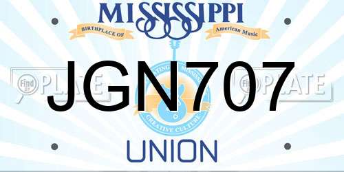 JGN707 Mississippi License Plate