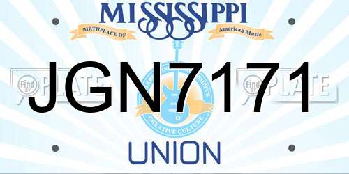 JGN7171 Mississippi License Plate