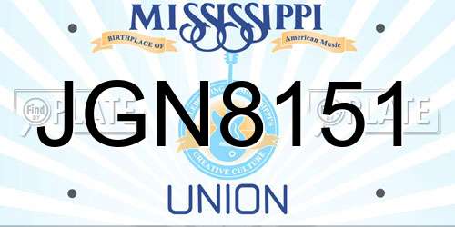 JGN8151 Mississippi License Plate