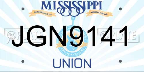JGN9141 Mississippi License Plate