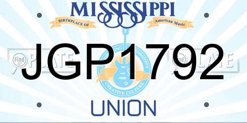 JGP1792 Mississippi License Plate