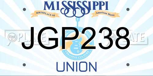 JGP238 Mississippi License Plate