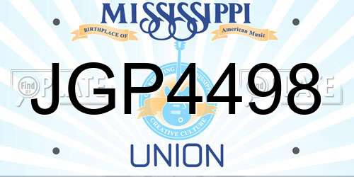 JGP4498 Mississippi License Plate