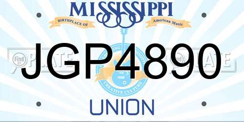 JGP4890 Mississippi License Plate