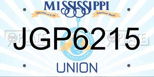 JGP6215 Mississippi License Plate