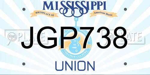 JGP738 Mississippi License Plate