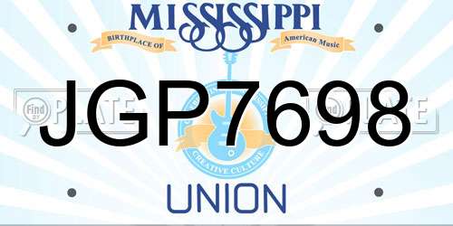 JGP7698 Mississippi License Plate