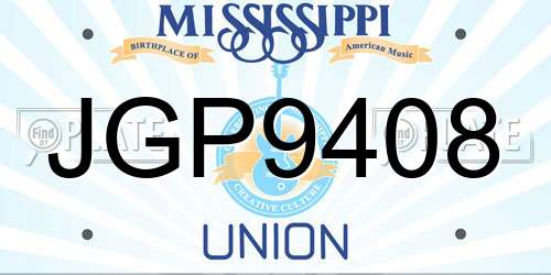 JGP9408 Mississippi License Plate