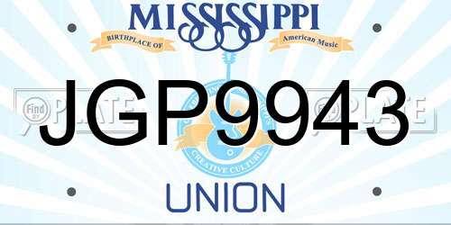 JGP9943 Mississippi License Plate