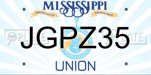 JGPZ35 Mississippi License Plate