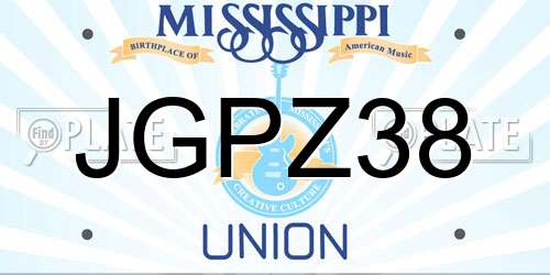 JGPZ38 Mississippi License Plate