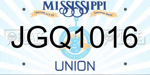 JGQ1016 Mississippi License Plate