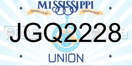 JGQ2228 Mississippi License Plate