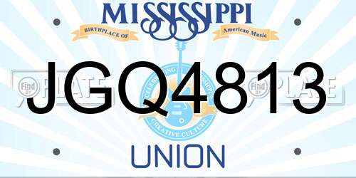 JGQ4813 Mississippi License Plate